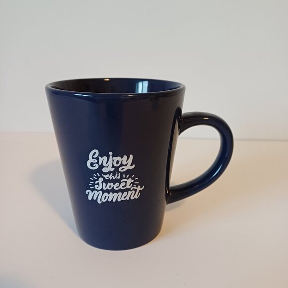 Dark blue Motivational Mug with English French Graphics - Picture 1 of 7